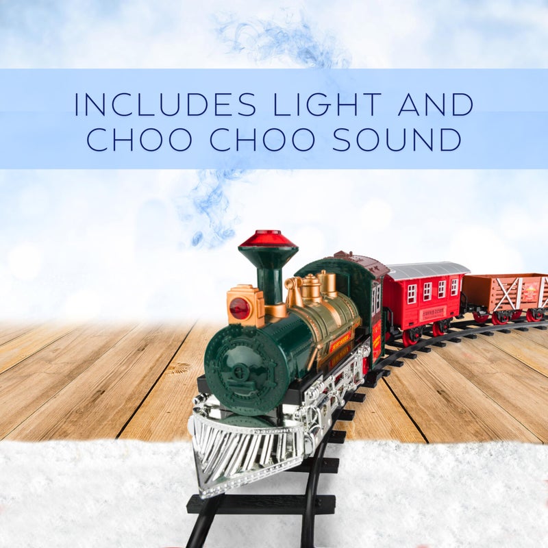 Atlasonix Electric Train Set for Kids Ages 4-8 | Train Set for Kids Ages 4-8 | Battery Powered Trains Sets with Lights & Sounds, Steam Locomotive Engine, Horses & Tracks - Classic Railway Toy Gift - Image 4